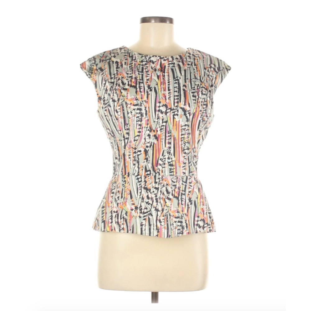 Lela Rose Women's Patterned Peplum Blouse Size 8